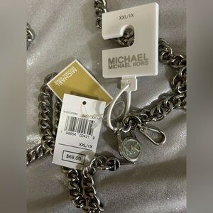 Michael Kors Shiny Silver Adjustable Chain Belt XXL/1X NWT